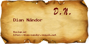 Dian Nándor névjegykártya